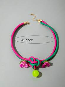 1pc Geometric Sphere Petal Rope Niche Necklace, Suitable For Women Beach Vacation Wear, Unique Gift - 31388-nek-rg-eP - View 7