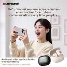 Monster AIR STAR M300 OWS Wireless Earbuds, Bluetooth 6.0, In-Ear, HD Calls, Waterproof, ANC, Low Latency Gaming Mode, Built-In Microphone. Balanced Sound Quality And Comfortable Fit, Suitable For Sports And Gaming - View 10