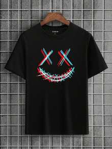 Men Expression Print Tee - Black - View 5