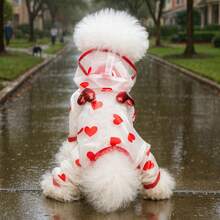 1件宠物雨衣，四脚带帽防水雨衣，四季皆宜 - 心形雨衣 - 紅色 - 查看 13
