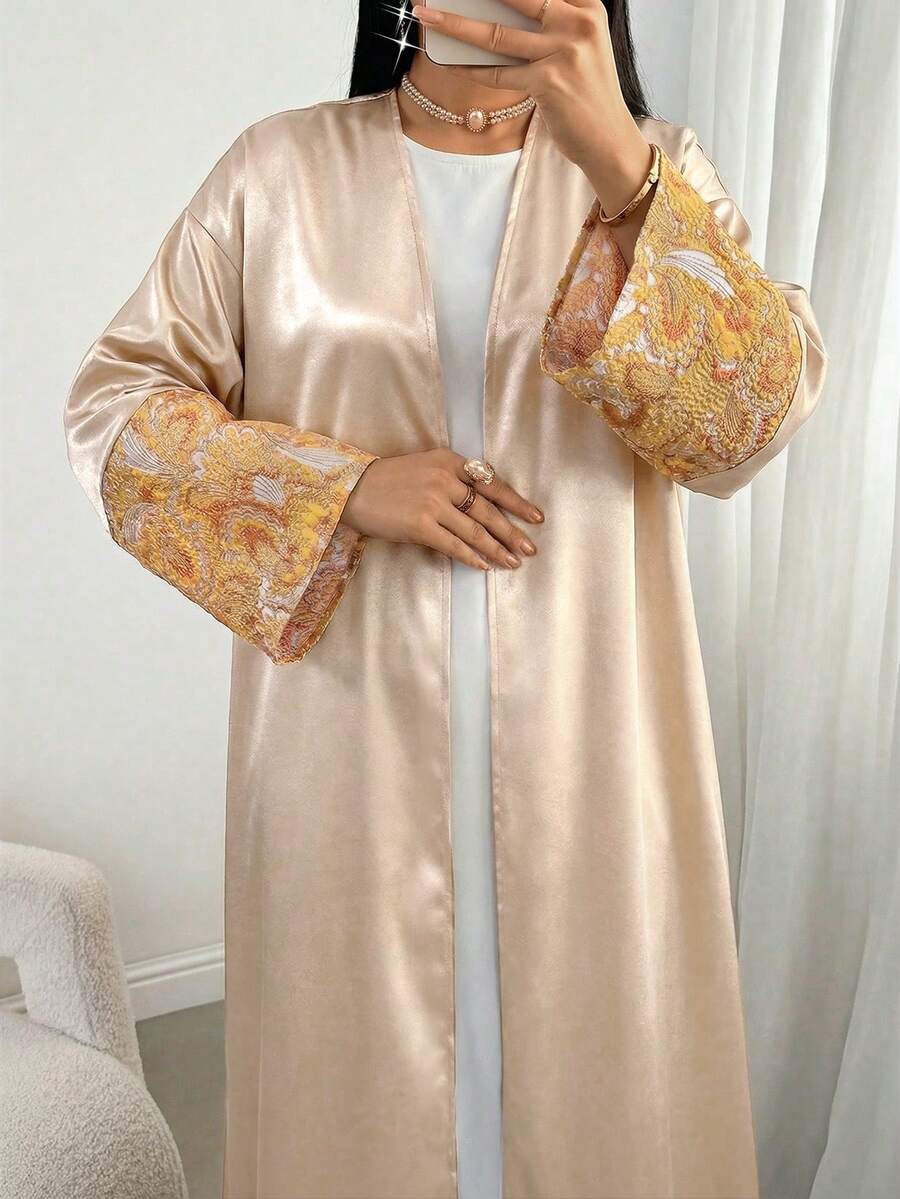 女士花卉提花落肩优雅长袍 - 彩色 - 查看 1