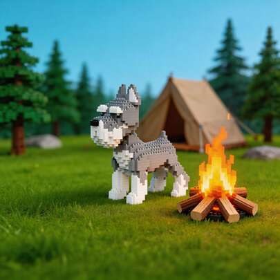 920片卡通宠物狗系列迷你积木，袋装，3D拼装玩具，外观可爱，色彩丰富，极具质感。包含雪纳瑞、杜宾、松狮、金毛等多种款式，专为宠物爱好者设计。有助于提升手指灵活性和反应能力。是理想的家居桌面装饰，也是生日和节日礼物的完美之选。