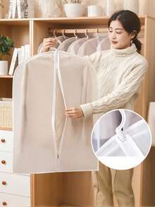 1/3/5 piezas Funda antipolvo para prendas colgantes, bolsa antipolvo para abrigos en el hogar, funda protectora antipolvo para trajes - transparente - Ver 7
