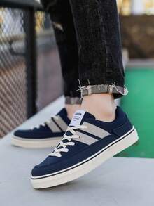 Giày vải bố cổ thấp kiểu retro dành cho nam, giày thể thao đế bằng thoải mái, bền bỉ, đa năng dành cho sinh viên. - Màu xanh lam - Xem 11
