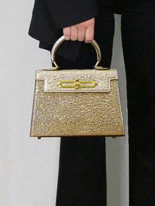 2026 New High-End Fashion Women's Elegant Palm Print Handbag, OL Commuter Versatile Work Bag, Luxury Chic Structured Small Square Bag, Versatile Commuter Stylish Shoulder/Crossbody Bag - Multicolor - View 16