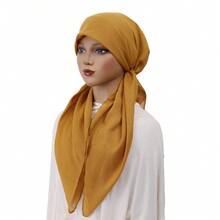 1pc Women's Linen Elastic Headscarf Hat, Combining Traditional And Modern Styles, Versatile Fashion Solution, Suitable For Daily Commute, Cultural Events, Travel, Leisure Gatherings, Religious Occasions - Solid Color - View 9