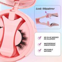 1对磁性假睫毛套装，带磁性夹子，2-11毫米，升级隐形磁铁，佩戴舒适，妆效自然，可重复使用，设计优雅，易于佩戴和卸除，猫眼妆效，蓬松柔软的质地，卷翘浓密的眼部，适合初学者/专业化妆师，是度假妆容、夏季旅行、海滩、露营等的理想之选。 - 眼尾拉長款 - 查看 6