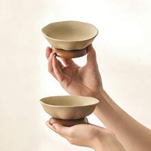 Plato mini vintage de cerámica gruesa de 12 cm, plato de servir de estilo de Oriente Medio para dátiles, apto para frutos secos, dátiles y postres - Gres+marrón - Ver 3