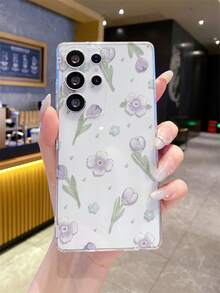 1个花卉图案安卓手机壳，精准开孔摄像头保护，适用于三星Galaxy S25 Ultra/Galaxy S24 Ultra/S24/S23 Ultra/A56 5G/A55 5G/A52s 5G/A26 5G，无图案，Pixel，保护套 - 無色 - 查看 2