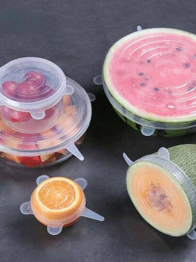 6 pièces Couvercles extensibles en silicone, Couvercles de conservation alimentaire réutilisables et durables, Couvercles de bol en silicone, Couvercles pour micro-ondes, Couvercles d'étanchéité hermétique, Fournitures de stockage pour la maison et la cuisine