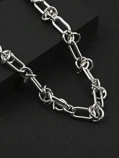 1条不锈钢打结链项链，时尚简约朋克风男士项链