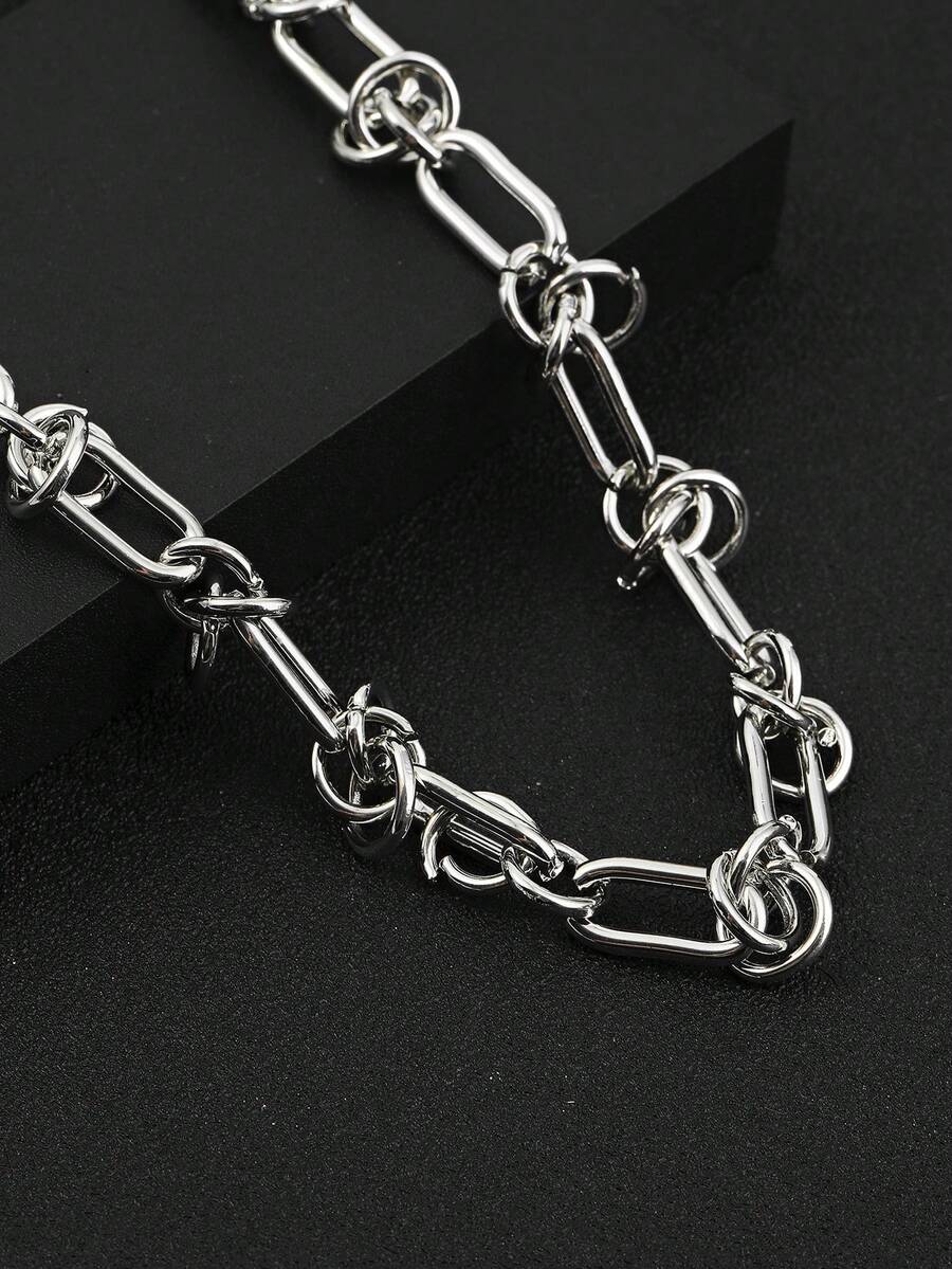 1条不锈钢打结链项链，时尚简约朋克风男士项链 - 打結鏈條項鍊 - 查看 1