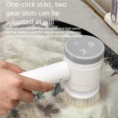 1 set Cepillo eléctrico giratorio 3 en 1, cepillo de limpieza eléctrico, cepillo de fregado inalámbrico con 3 cabezales de cepillo reemplazables, cepillo de ducha eléctrico portátil para bañera, piso, pared, azulejo, inodoro, ventana, fregadero