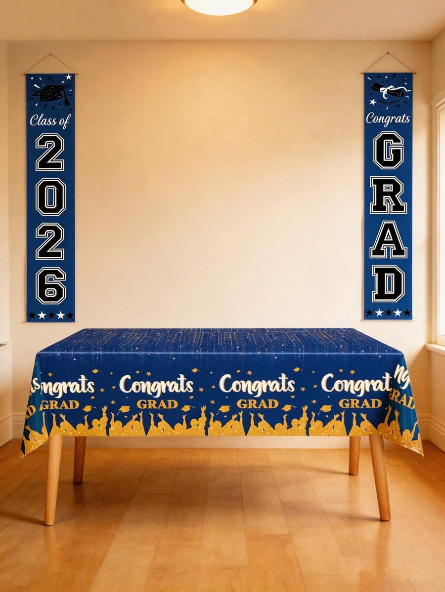 2件套2026毕业季装饰品 - 2026毕业季派对装饰品 - 2026蓝色横幅套装（派对用品横幅） - 多色 - 查看 1