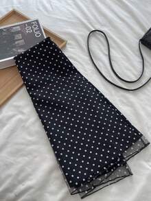 优雅春夏简约撞色波点网纱设计，双层韩版短裙，女士度假装扮 - 彩色 - 查看 3