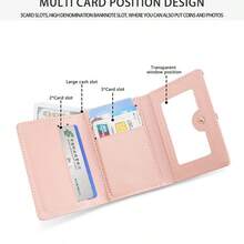 Bowknot Accent Minimalist Tri-Fold Women Wallet Multiple Card Slots Cute Cat Ear Design PU Snap Button Short-Style For Students Birthday Pink Bag Christmas Gifts Gift Thanksgiving For Women Wallet Purse Wallet Small Wallet - Hồng - Xem 2