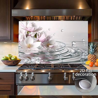 1 قطعة ملصق حائط مسطح 2D، ملصق مطبخ ديكوري كلاسيكي - ملصق مقاوم للرذاذ عالي الجودة، ديكور المنزل، ديكور غرفة المعيشة، سهل التركيب، مصنوع من مادة البي في سي.