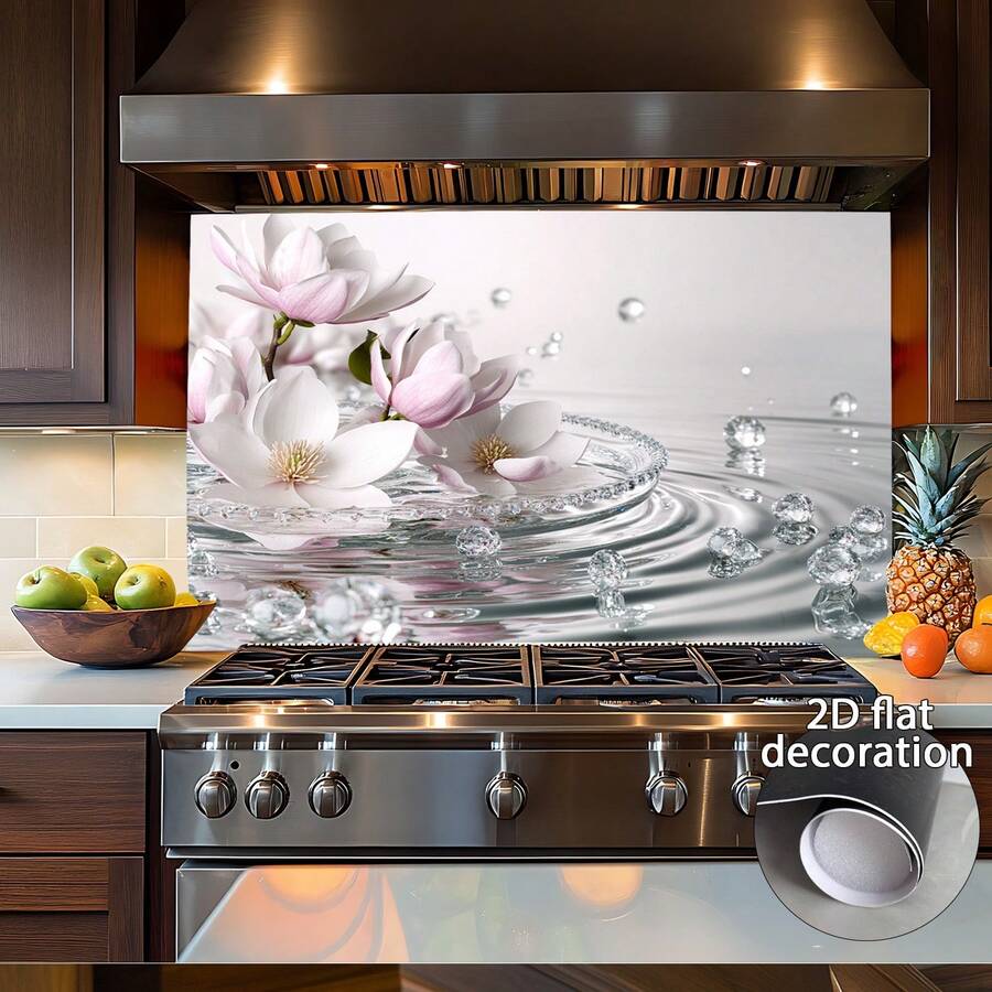 1pc 2D Flat Wall Sticker, Classic Decorative Kitchen Sticker - High-Quality Kitchen Splash-Proof Decal, Home Decoration, Living Room Decoration, Easy To Install, PVC Material. - Style 1 - View 1