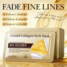 24K金水晶胶原蛋白颈膜，5片/包，深层滋养，减少皱纹，增强弹性，抚平细纹，适合颈部护理 - 24K金 - 查看 2