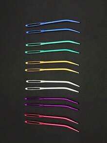 2支装毛衣缝纫针，粗弯针，大眼针，编织针，手工缝纫针 - 红色、蓝色、绿色、银色、紫色、橙色 - 鋁大眼彎頭手縫針 - 查看 3