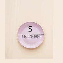 1pc New Luxury Round Gold-Rimmed Tray, Multi-Purpose Cake/Snack/Fruit Serving Platter, Bone Dish Holder - Mauve Purple - View 9