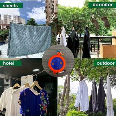 1 pièce Corde à linge de voyage portable et durable, 10 mètres de long, convient pour le camping et les activités de plein air - Facile à installer et à utiliser, parfait pour sécher les serviettes partout. Ultra portable, extensible et invisible - Convient pour le camping, la pêche et les sports de plein air, peut être utilisé à l'intérieur et à l'extérieur