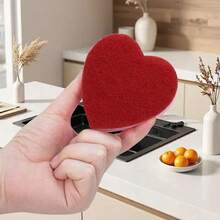 1/6/12/24pcs Heart-Shaped Sponge Cleaning Pads | Durable Polyurethane, Ideal For Kitchen Cleaning, Dishwashing, And Sink Wiping - Pink - View 5