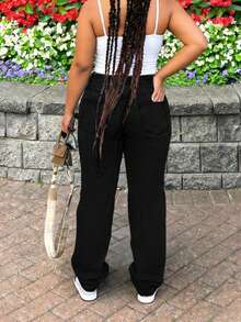 Quần jean denim dáng rộng, bạc màu, phong cách vintage. - màu đen - Xem 3