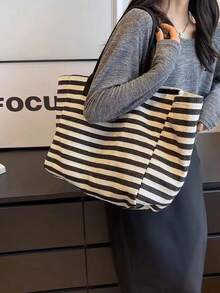 大容量黑白条纹沙滩手提包，可折叠帆布单肩包，防水防沙旅行包，适合夏季必备物品，完美适用于海滩旅行、游泳、购物和日常使用，适合女性、旅行者和海滩爱好者，是春假、复活节、母亲节、度假和送礼的理想之选，采用耐用编织材料，可用作沙滩包、购物袋和旅行伴侣。 - 彩色 - 查看 9
