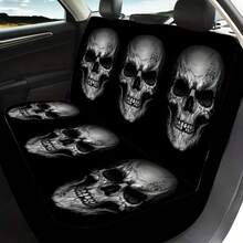 Skull Print Car Seat Cover, Breathable Icy Silk Fabric, Universal For Car, SUV, Sedan, All Season, Washable - Multicolor - View 4