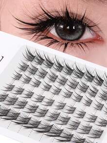 60 piezas Pestañas en racimo de estilo manga C Curl de 14 mm, pestañas en racimo de zorro y gato de 8-14 mm, pestañas de aspecto natural para cosplay, pestañas manga con volumen esponjoso y puntas finas, pestañas individuales de aspecto natural de falso visón largo y voluminoso, reutilizables, cómodas y sin costuras, para uso en casa, fiestas, San Valentín, viajes, sesiones de fotos, festivales y maquillaje, en estilo asiático - Ver 2
