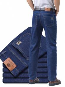 Quần jeans nam ống đứng kiểu vintage, quần casual phong cách đường phố, kiểu dáng tối giản thoải mái, phù hợp cho trang phục hàng ngày, dạo phố và đi làm, có thể mặc được cả bốn mùa. - Màu xanh lam - Xem 1