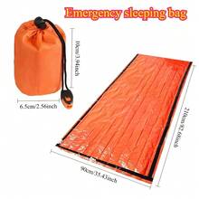 3pcs Emergency Sleeping Bag Set (Including Whistle And Hook) | Polyester Thermal Blanket | Lightweight Camping, Hiking, Backpacking And Survival Shelter Equipment - Orange Emergency Sleeping Bag - View 13