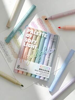 16/8/1pc Ultra-Soft Tip "Soft Glow" Highlighter, Perfect For Students And Office Workers, Ideal For Doodling, Journaling, Marking And Writing. Can Be Used As School Supplies, Holiday Gifts, Student Stationery, Back To School Gifts, Art Supplies And More., Aesthetic