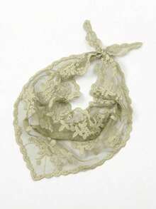1pc Women Bandana Lace Floral Trim Scarf Neckerchief For Dress - 多色 3 - 查看 4