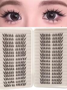 Fox-Inspired Dramatic Angled Fluffy Lashes, High Volume Natural Thick Segmented Black False Eyelashes - View 1