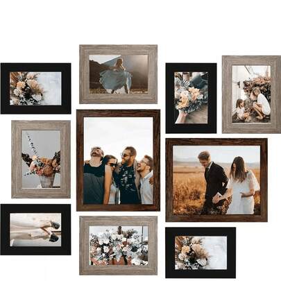 Un juego de 10 marcos de fotos de acrílico, marcos de borde ancho, con tres tamaños de marco de 8X10, 5X7 y 4X6, marco de fotos con tres colores.