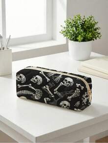 Random Pattern Cosmetic Bag, Lightweight Zipper Makeup Pouch, Pencil Case, Classic Stationery Pouch, Suitable For School/Students/Back To School Season - Multicolor - View 9