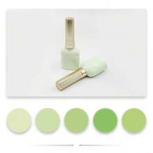 1pc 12ml Nail Polish Refill Bottle, Light Green Vertical Stripe Glossy Glass Bottle, Manicure Gel Packaging - View 2