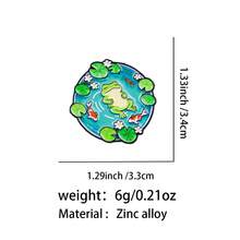 池塘风景水獭鸭珐琅胸针可爱卡通动物青蛙水豚猫胸针翻领别针徽章背包服装配饰时尚珠宝礼品 - 綠色 - 查看 16