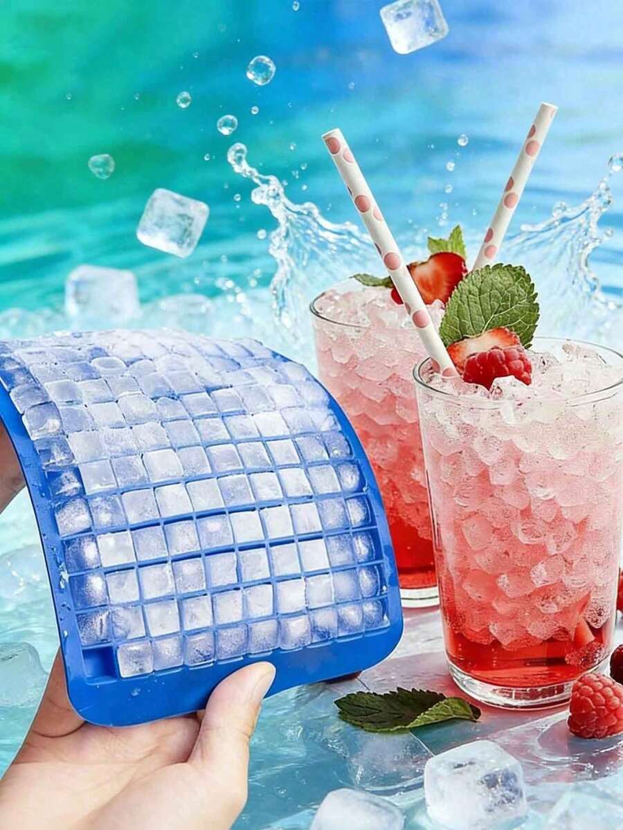 1PC160-Compartment Silicone Ice Mold Is Low-Temperature Resistant And Can Be Used To Make Ice Cubes And Puddings. Suitable For Homes, Bars, And Various Other Occasions, It's Perfect For Adding To Water Glasses, Beverages, And Coffee In The Summer. A Convenient And Practical Ice Maker.