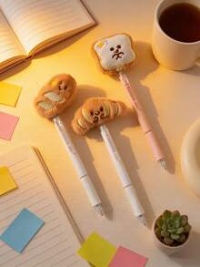 3pcs Plush Cheese Shaker Ballpoint Pens, Cute Creative Stationery, Student Back To School Essential - A - View 5