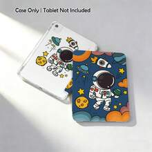 1pc Astronaut Graphic Painted Tablet Protective Case With Stand, Compatible With Samsung A9/A9+/S9/S9FE/A11/A11+/S11/S10 FE/S10 FE+/S10 Lite, Apple Air 5/6, , , Honor, Matepad, , And Other Popular Models, Foldable Anti-Bending, Auto Wake/Sleep, Built-In Pen Slot, Triple-Fold Stand - Perfect Daily Protection, Ideal Gift - Multicolor - View 4