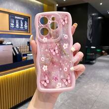 1个大理石纹蝴蝶图案防震手机壳，采用UV印刷工艺，适用于三星Galaxy/摩托罗拉/安卓机型 - 粉色 - 查看 3