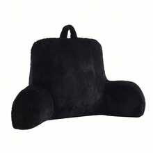 Faux Fur Plush Backrest Pillow, Black - Black - View 4