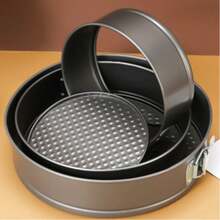 12-28 Inch 3pcs/Set Round Heart Square Springform Cake Pans, Non-Stick Carbon Steel Baking Tools - Black - View 7