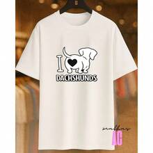 Love Dachshunds Sausage Dog T-Shirt 02 Printed White 100% Cotton Unisex Men's Women's Comfortable - 白色 - 查看 1