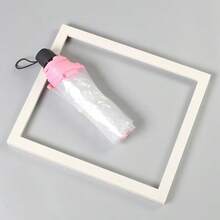 Transparent Folding Manual Umbrella With Reinforced Edges, Foldable,Outdoor,Garden,Travel Essentials,Portable Essentials - Transparent White Border - View 6