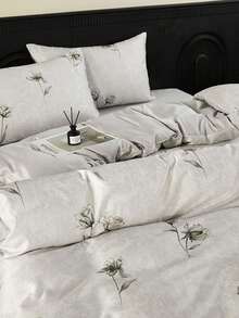 4pcs Soft Washed Silky Bedding Set, AB Version Spring/Summer Minimalist Bed Sheet Set (1pc Duvet Cover, 1pc Bed Sheet, 2pcs Pillowcases), Silky Smooth Sleep, Lightweight For All Seasons, Suitable For Single Bed, Double Bed, Hotel, Dorm, Whole Family, With Zipper, Removable, Machine Washable, Room Decor - Multicolor - View 8
