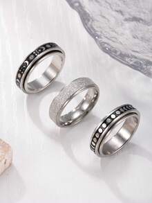 3件套不锈钢戒指，可旋转，男女通用，适合日常佩戴、节日、约会、送礼。 - 多色-3pcs - 查看 10